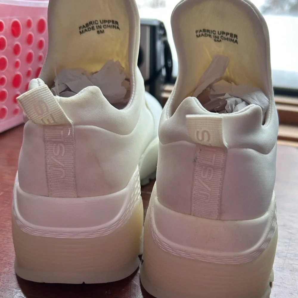 J/Slides White Slip-On Platform Sneakers | Size 8